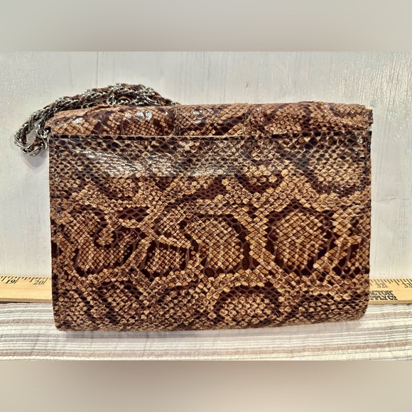 Jessica McClintock Faux Snakeskin Evening Clutch Shoulder Bag Chain Strap - Picture 8 of 10